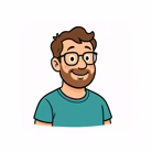 Karikatur-Vorlage einer männlichen Person im türkisen T-Shirt mit Brille